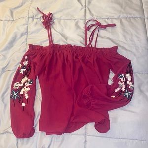 Off the shoulder embroidered top